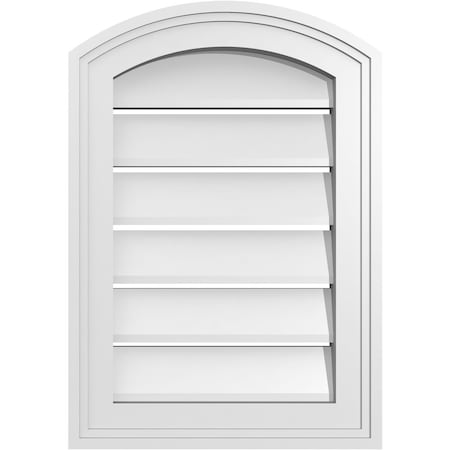 Ekena Millwork Arch Top Surface Mount PVC Gable Vent: Non-Functional, w/2"W x 1-1/2"P Brickmould Frame, 14"W x 18"H GVPAR14X1802SN